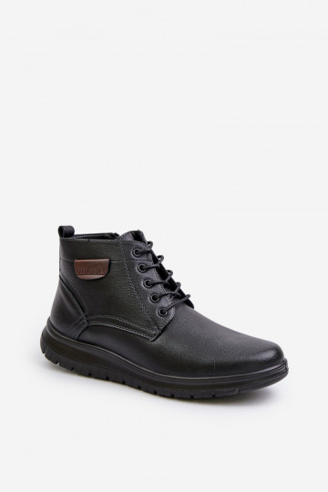 Bottes pour hommes réchauffer Au Château avec des lacets couleur noire Hlimena