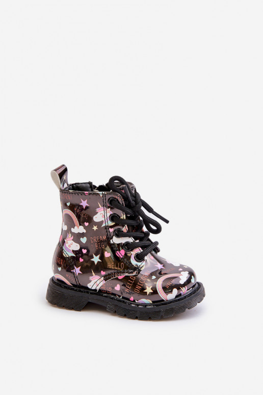 Chaussures chaudes pour enfants avec fermetures éclair Licornes couleur noire Tiptop Chaussures chaudes pour enfants avec fermetures éclair Licornes couleur noire Tiptop