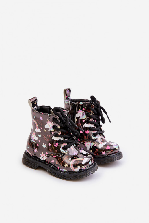 Chaussures chaudes pour enfants avec fermetures éclair Licornes couleur noire Tiptop Chaussures chaudes pour enfants avec fermetures éclair Licornes couleur noire Tiptop