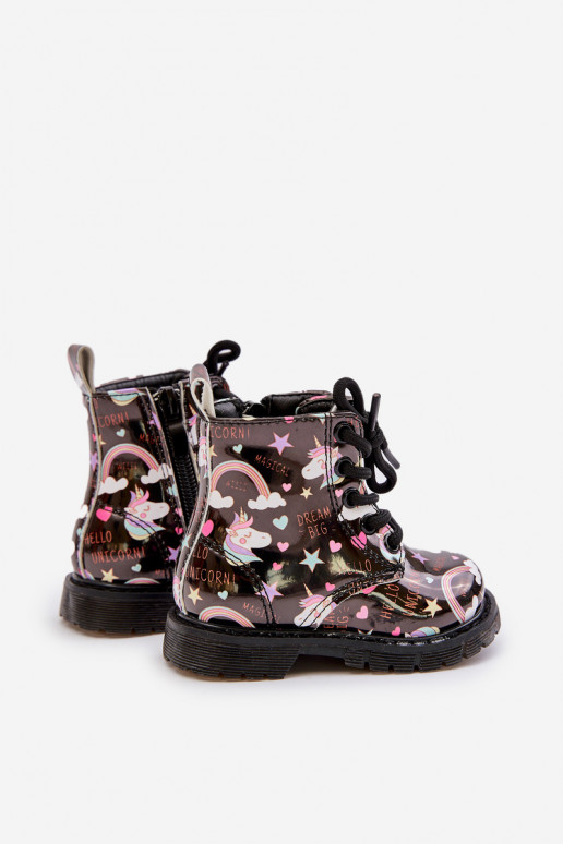 Chaussures chaudes pour enfants avec fermetures éclair Licornes couleur noire Tiptop Chaussures chaudes pour enfants avec fermetures éclair Licornes couleur noire Tiptop