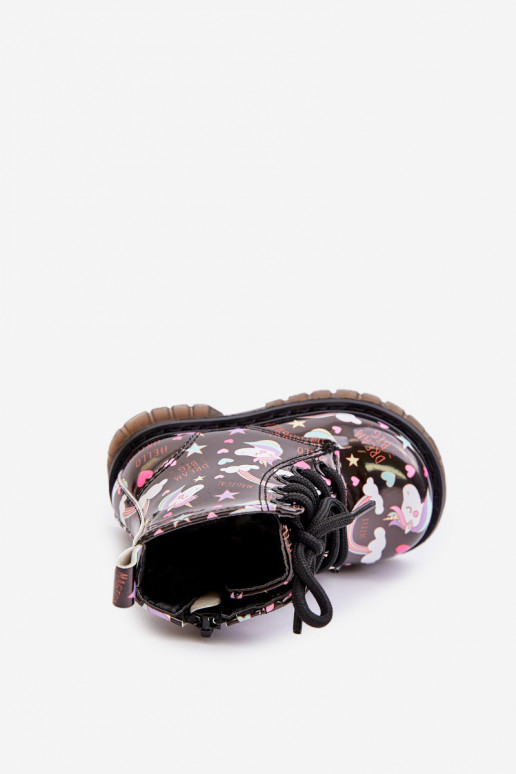 Chaussures chaudes pour enfants avec fermetures éclair Licornes couleur noire Tiptop Chaussures chaudes pour enfants avec fermetures éclair Licornes couleur noire Tiptop