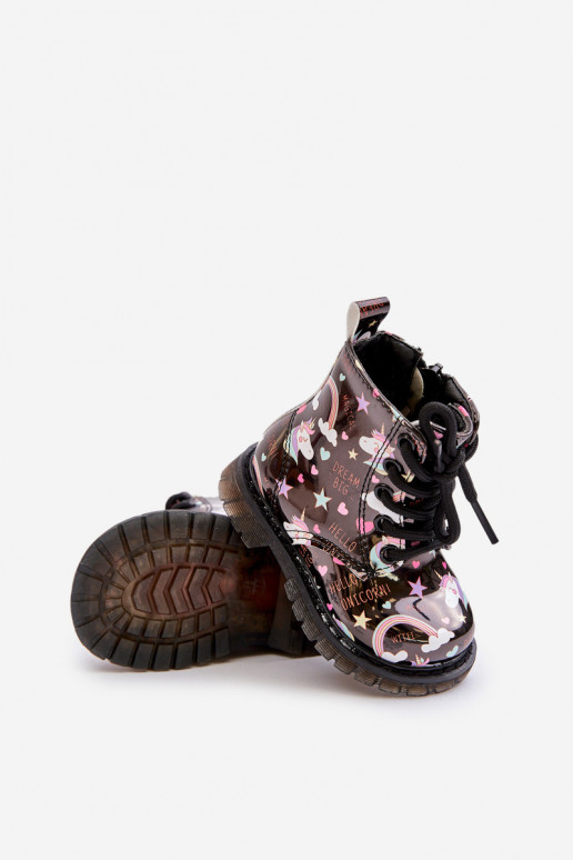 Chaussures chaudes pour enfants avec fermetures éclair Licornes couleur noire Tiptop Chaussures chaudes pour enfants avec fermetures éclair Licornes couleur noire Tiptop