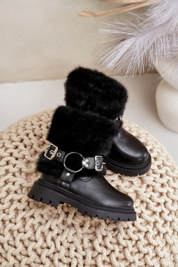Eko Peau Bottes Puéril avec un manteau de fourrure I avec bouclesmi couleur noire Cartemes 2