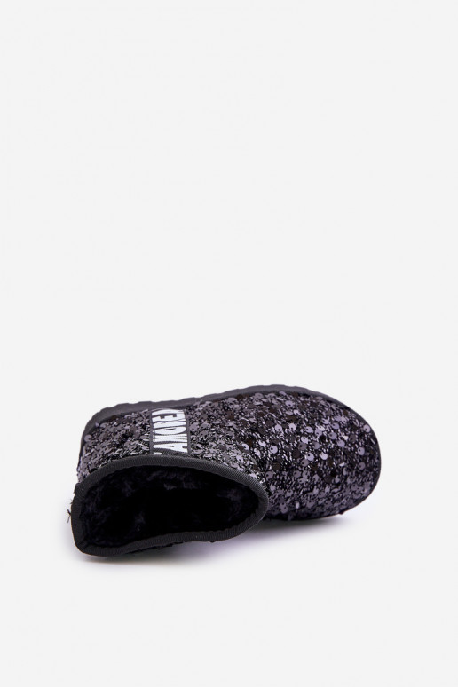 Bottes de neige pour enfants Bottes chaudes à flocons brillants en noir Rebbica Bottes de neige pour enfants Bottes chaudes à flocons brillants en noir Rebbica