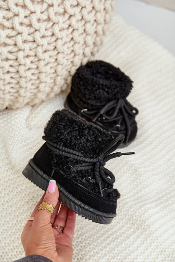 chaud Bottes Bottes de neige Puéril avec des sangles couleur noire Asija