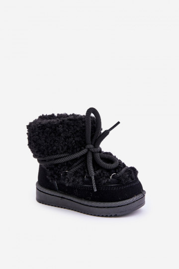 chaud Bottes Bottes de neige Puéril avec des sangles couleur noire Asija 2