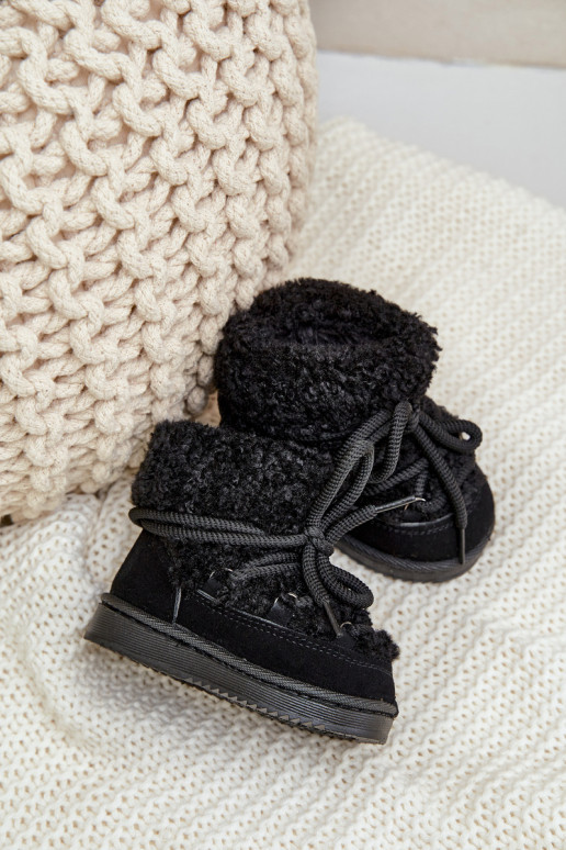 chaud Bottes Bottes de neige Puéril avec des sangles couleur noire Asija chaud Bottes Bottes de neige Puéril avec des sangles couleur noire Asija