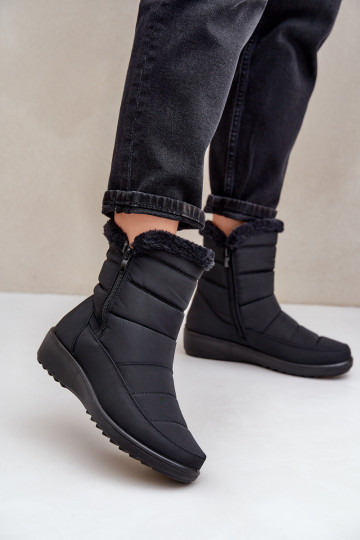 Bottes de neige Féminin Au Château avec un manteau de fourrure couleur noire Fiorittia 2