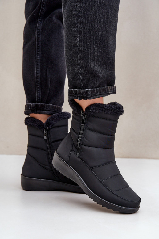 Bottes de neige Féminin Au Château avec un manteau de fourrure couleur noire Fiorittia