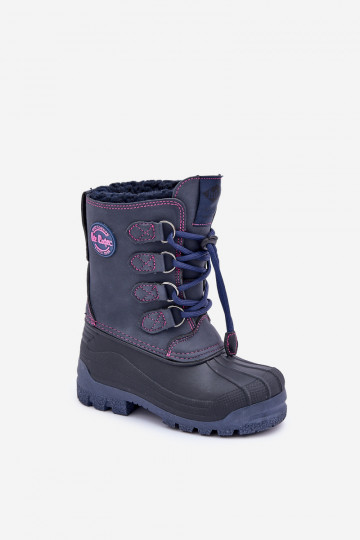 Grand chaud Bottes de neige Puéril avec une fermeture à pression Lee Cooper LCJ-24-44-2843K bleu foncé
