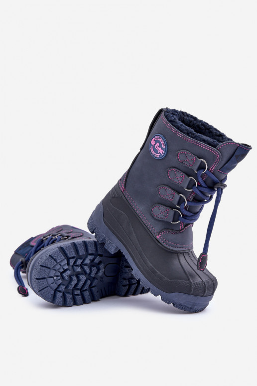 Grand chaud Bottes de neige Puéril avec une fermeture à pression Lee Cooper LCJ-24-44-2843K bleu foncé Grand chaud Bottes de neige Puéril avec une fermeture à pression Lee Cooper LCJ-24-44-2843K bleu foncé