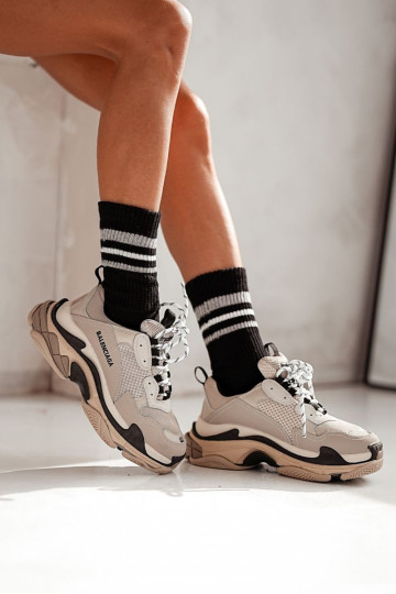 Chaussures rayées Skarpety Féminin avec des bandes Pas de pression couleur noire