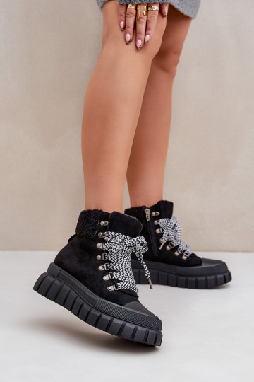 Bottines rembourrées pour femmes avec plateforme noire Alcyhen 2