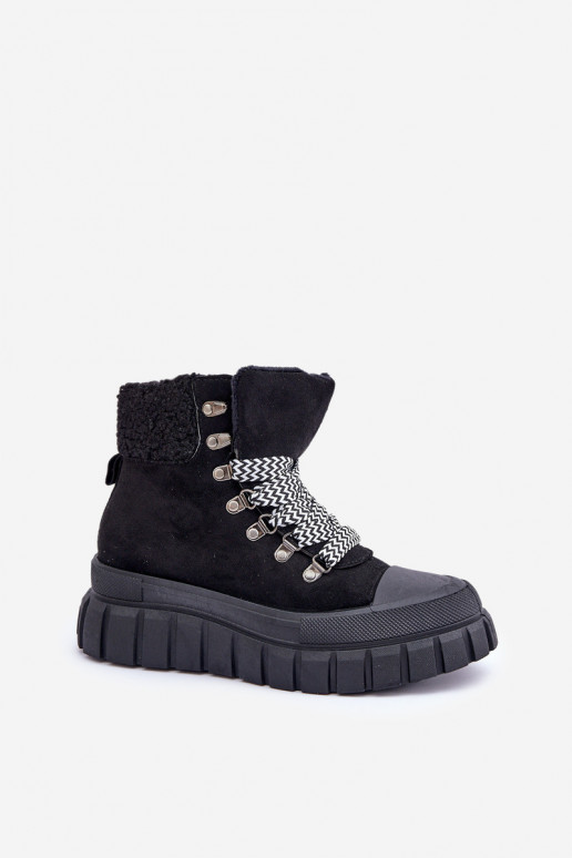 Bottines rembourrées pour femmes avec plateforme noire Alcyhen