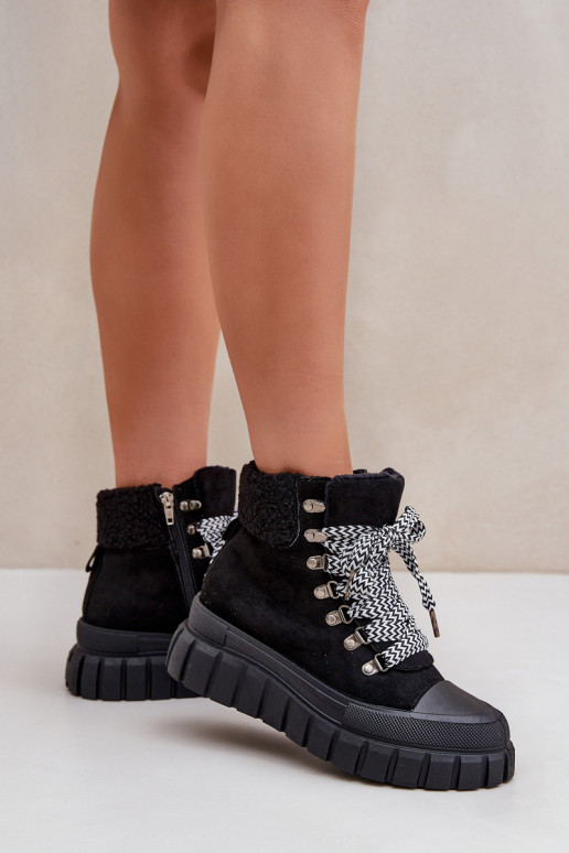 Bottines rembourrées pour femmes avec plateforme noire Alcyhen