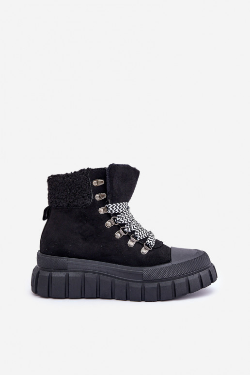 Bottines rembourrées pour femmes avec plateforme noire Alcyhen