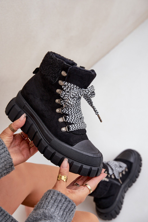 Bottines rembourrées pour femmes avec plateforme noire Alcyhen