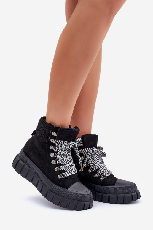 Bottines rembourrées pour femmes avec plateforme noire Alcyhen