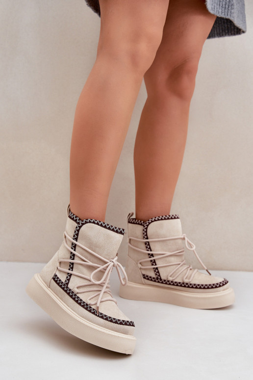 Bottes de neige Féminin Z Haftem avec une plateforme couleur ivoire Activéleris