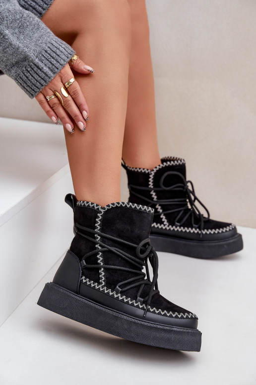 Bottes de neige avec plateforme couleur noire