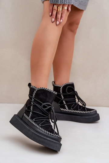 Bottes de neige avec plateforme couleur noire 2