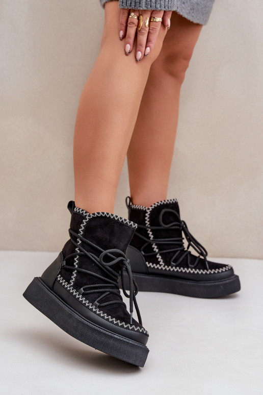 Bottes de neige avec plateforme couleur noire