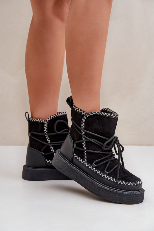Bottes de neige avec plateforme couleur noire