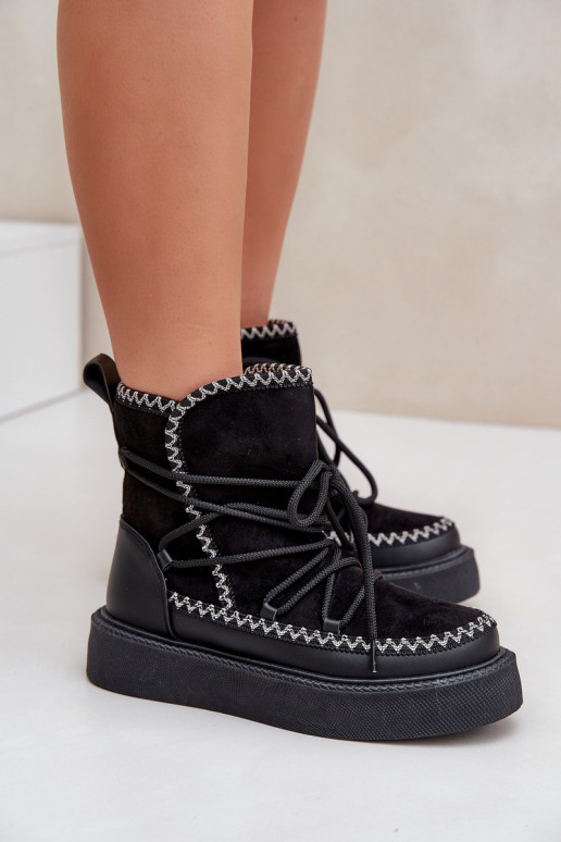 Bottes de neige avec plateforme couleur noire