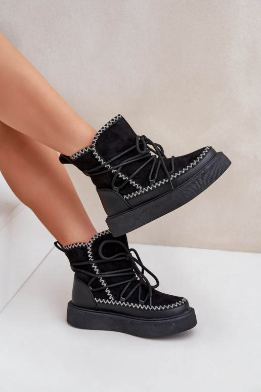 Bottes de neige avec plateforme couleur noire
