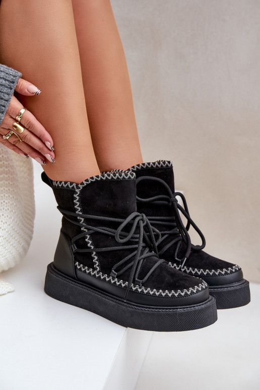 Bottes de neige avec plateforme couleur noire