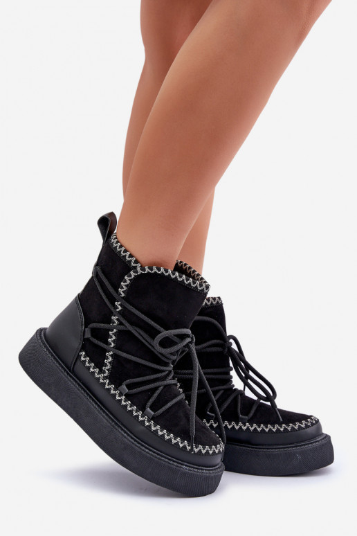Bottes de neige avec plateforme couleur noire