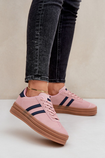 Chaussures modèle baskets Féminin avec une plateforme couleur rose Egelia 2