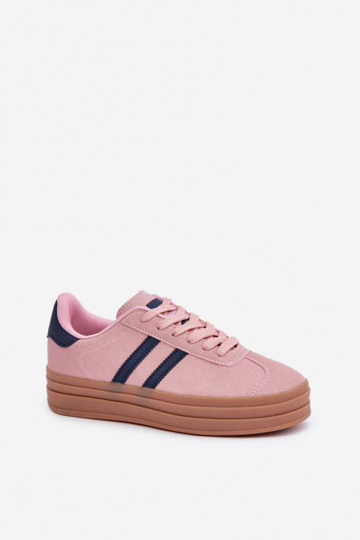 Chaussures modèle baskets Féminin avec une plateforme couleur rose Egelia Chaussures modèle baskets Féminin avec une plateforme couleur rose Egelia