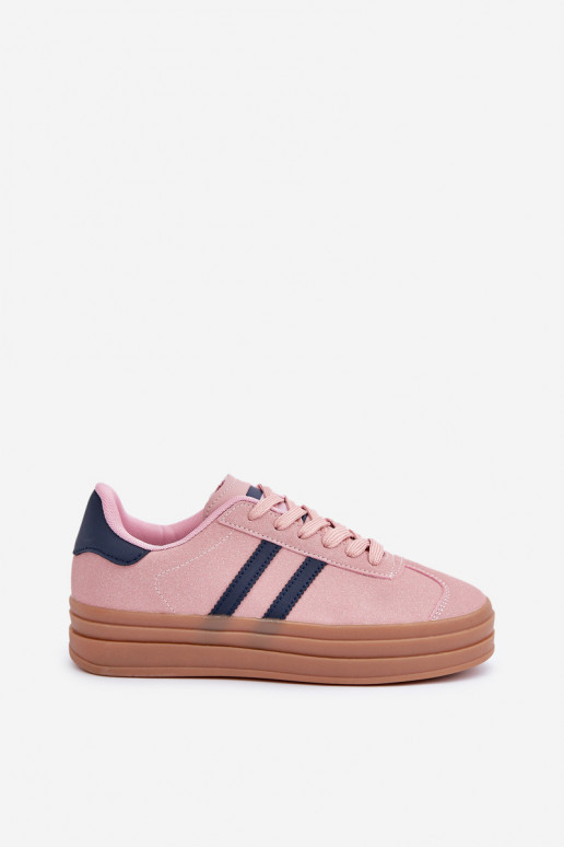 Chaussures modèle baskets Féminin avec une plateforme couleur rose Egelia Chaussures modèle baskets Féminin avec une plateforme couleur rose Egelia