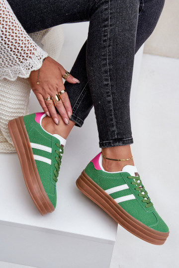Chaussures modèle baskets Féminin avec une plateforme couleur verte Egelia