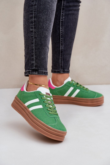 Chaussures modèle baskets Féminin avec une plateforme couleur verte Egelia 2