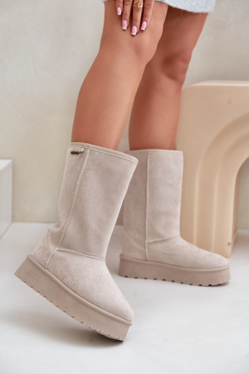 Grand Bottes de neige avec une plateforme Big Star OO274894 couleur ivoire