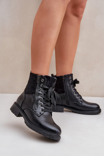 réchauffer Bottes avec des talons larges Eko Peau couleur noire Activéoise 2