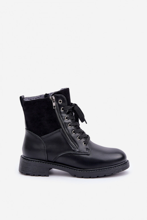 réchauffer Bottes avec des talons larges Eko Peau couleur noire Activéoise