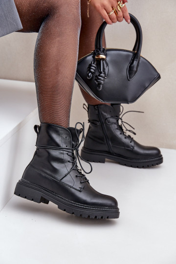 Bottines isolées avec lanières et lacets noirs Irivina