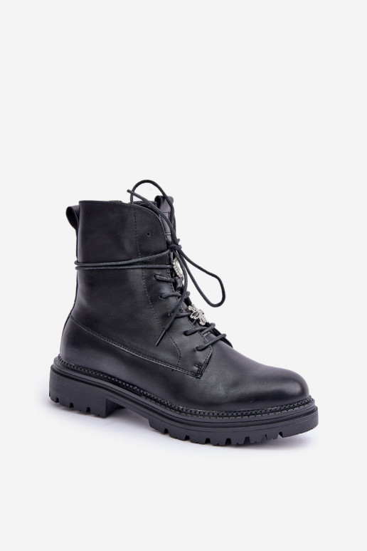 Bottines isolées avec lanières et lacets noirs Irivina