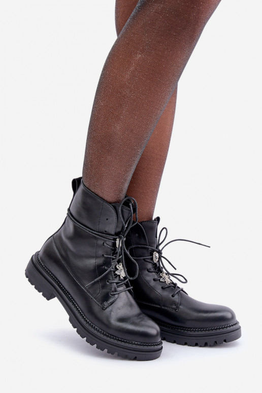 Bottines isolées avec lanières et lacets noirs Irivina