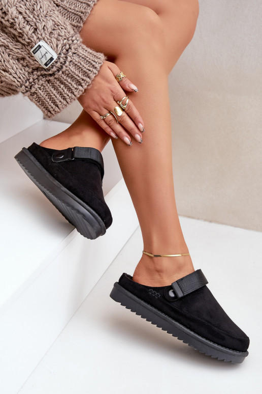 Chaussons isolés femme avec plateforme noires Neliel
