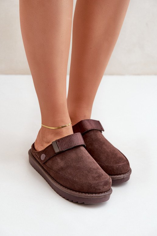 Chaussons isolés femme avec plateforme chocolat Neliel