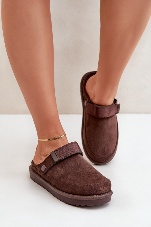 Chaussons isolés femme avec plateforme chocolat Neliel