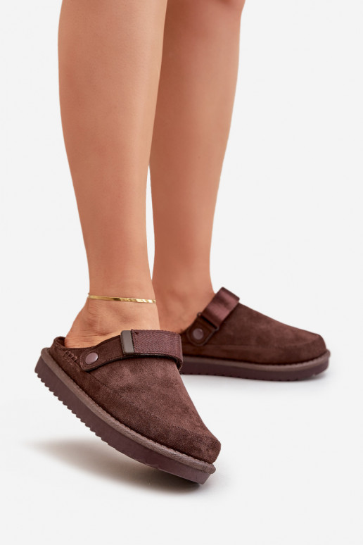 Chaussons isolés femme avec plateforme chocolat Neliel