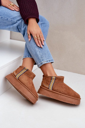 Bottes de neige avec une plateforme avec des écrits marron Udra