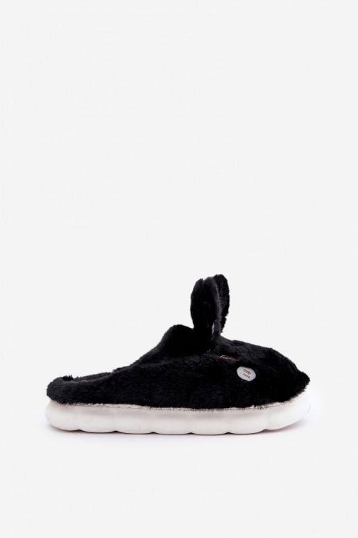 Chaussons avec peluche thème Lapin noir Tasha