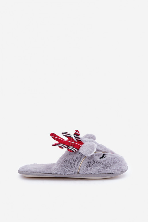 Chaussons de Noël avec motif rennes couleur grise Sylaia