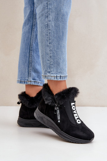 Chaussures modèle baskets Bottes pour femmes avec un manteau de fourrure couleur noire Zeriana 2